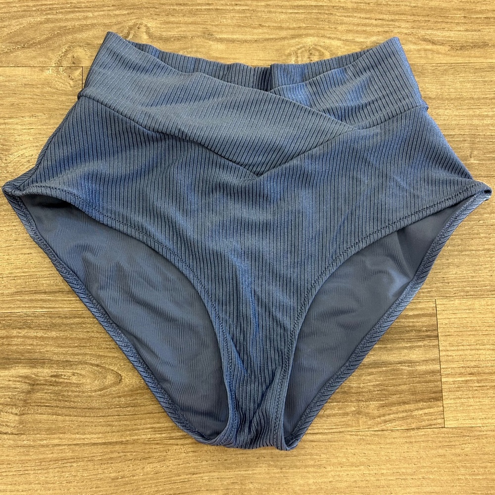 High-Waisted Blue Swim Bottoms